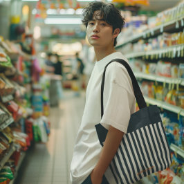 Bolso De Tela Rayas azul marino | Monograma del caballero modern