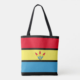 Bolso De Tela Rayas Azules, Amarillas y Rojas