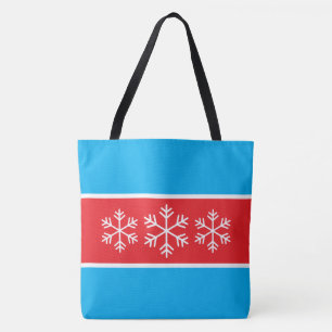 Bolso De Tela Rayas Azules Azure Rojo Brillante Copos de Nieve B