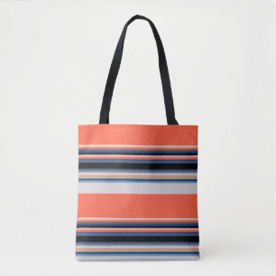 Bolso De Tela Rayas azules de naranja suave