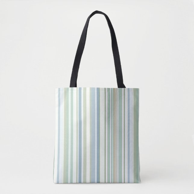 Bolso De Tela Rayas azules verdes y blancas (Anverso)