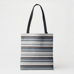 Bolso De Tela Rayas blancas grises gruesas