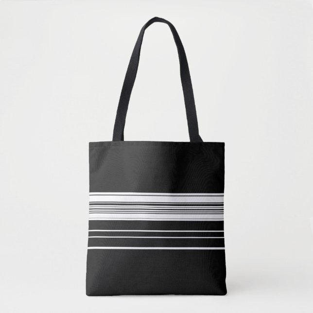 Bolso De Tela rayas blancas negras de moda (Anverso)