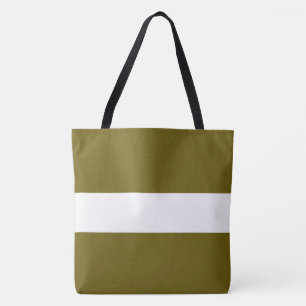 Bolso De Tela Rayas Blancas Oliva Doradas Anchas Modernas Refina
