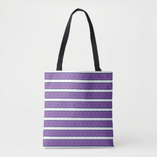Bolso De Tela Rayas blancas Patrón geométrico Fondo púrpura