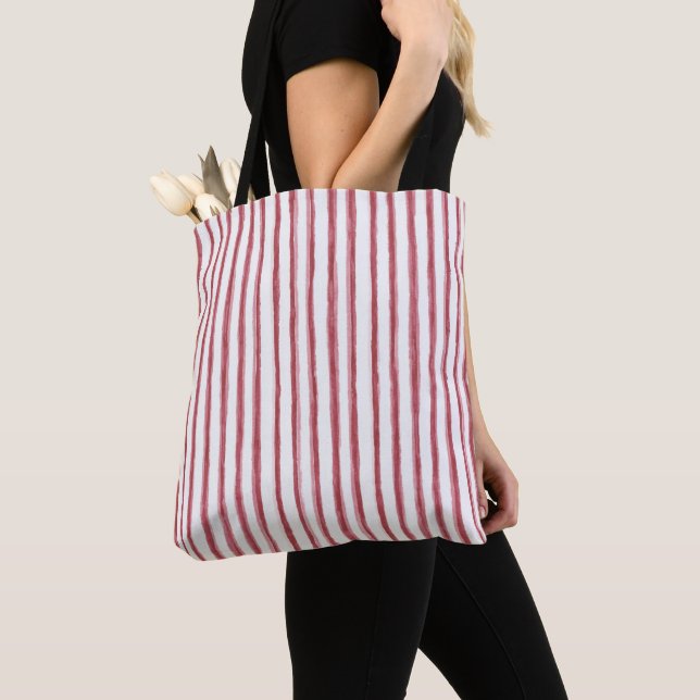 Bolso De Tela Rayas Blancas Rojas (Detalle)