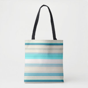 Bolso De Tela Rayas blancas y aqua lindas