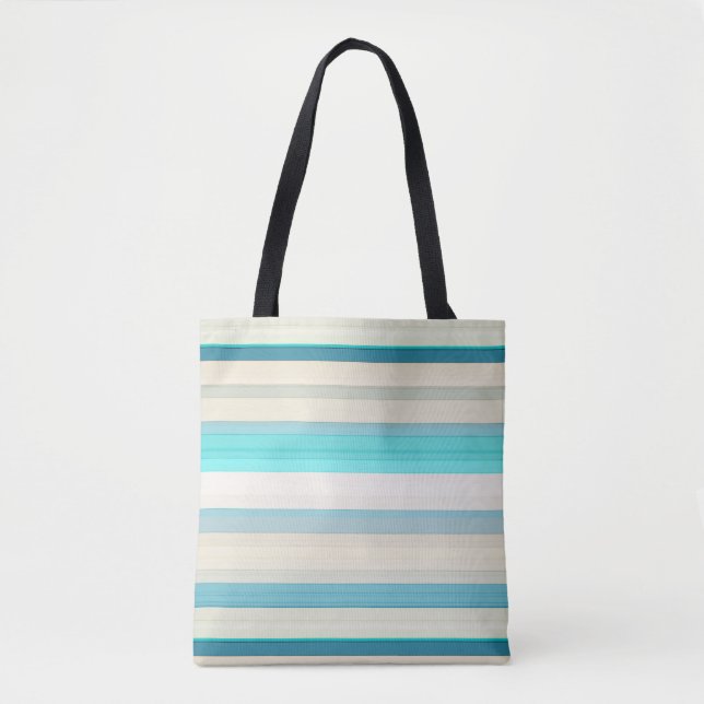 Bolso De Tela Rayas blancas y aqua lindas (Anverso)