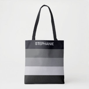Bolso De Tela Rayas blancas y negras monogramadas