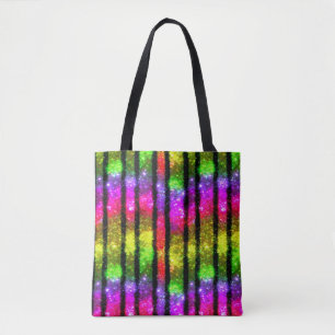 Bolso De Tela Rayas Brillantes Arcoíris Neón