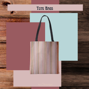 Bolso De Tela Rayas clásicas Verde azuladas, tonos de arcilla Ru