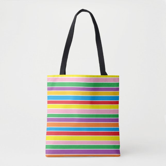 Bolso De Tela Rayas Coloridas de Arcoíris (Anverso)