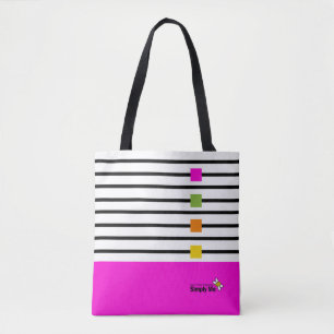 Bolso De Tela Rayas Coloridas Rosadas