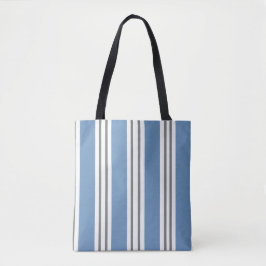 Bolso De Tela Rayas Costeras Azules y Blancas
