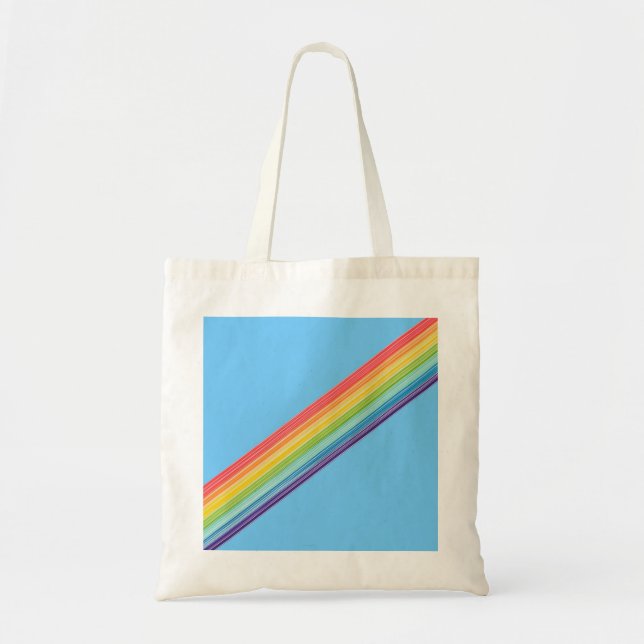 Bolso De Tela Rayas de arco iris diagonales (Frente)