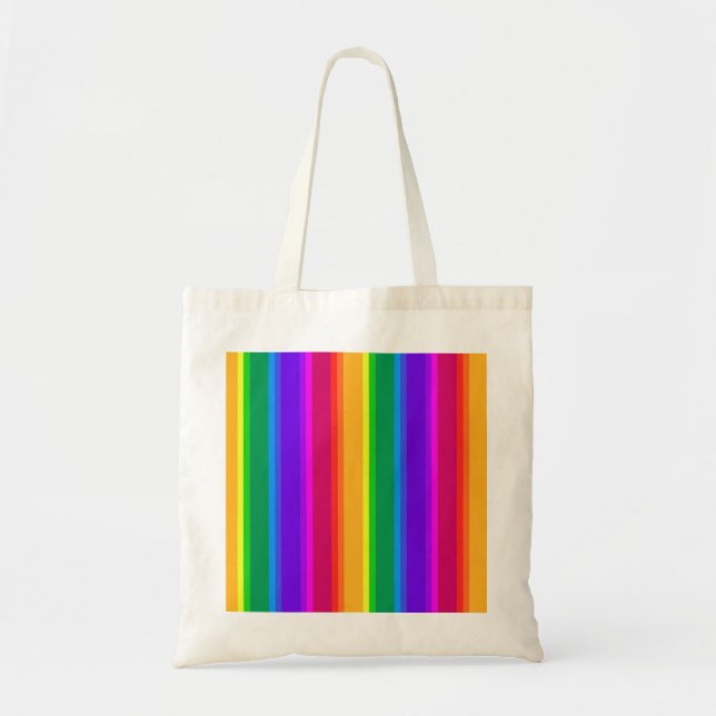 Bolso De Tela Rayas de arco iris irregulares (Frente)