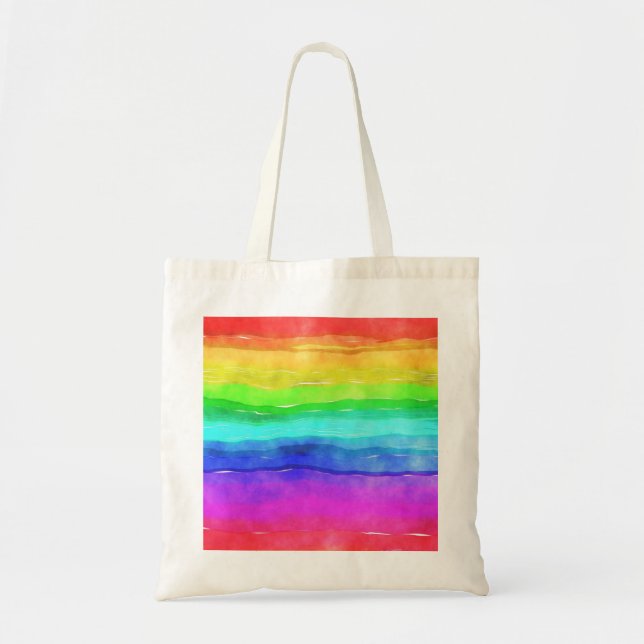 Bolso De Tela Rayas de arcoiris acuáticas (Frente)