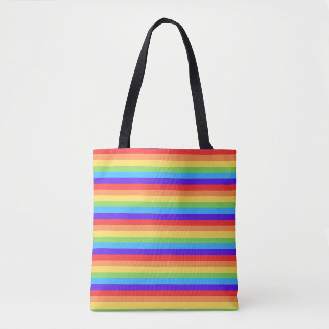 Bolso De Tela Rayas de arcoíris audaces (Anverso)