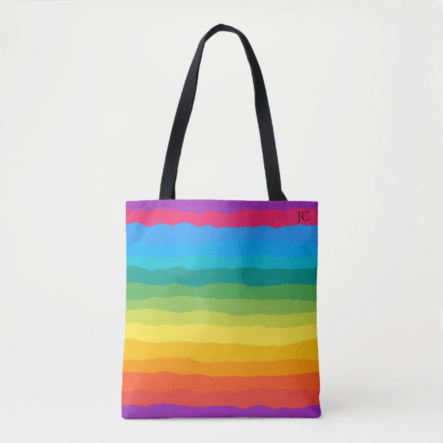 Bolso De Tela Rayas de arcoiris multicolor (Anverso)