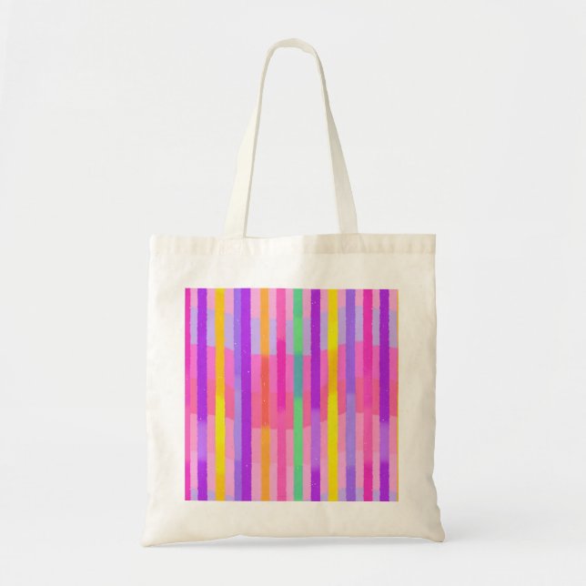 Bolso De Tela Rayas de arcoíris pastel lindas (Frente)
