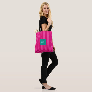 Bolso De Tela Rayas de caramelo en rosa de arroz > Totes de moda