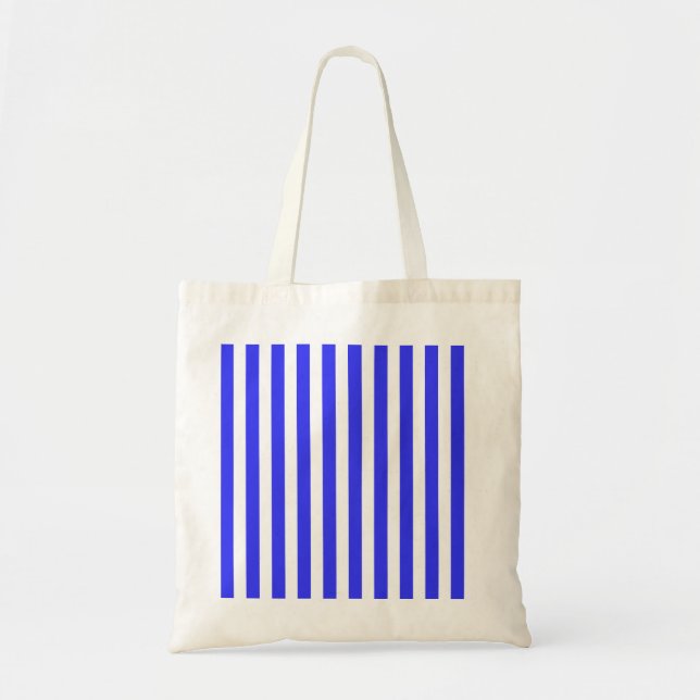 Bolso De Tela Rayas de caramelos azules y blancos reales (Frente)