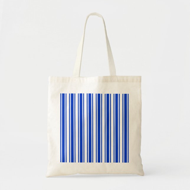 Bolso De Tela Rayas de caramelos azules y blancos reales (Frente)