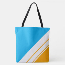 Bolso De Tela Rayas de carreras azul cielo brillante amarillo na