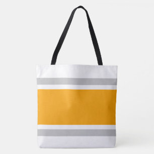 Bolso De Tela Rayas de carreras brillantes naranja amarillo gris