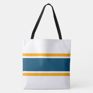 Bolso De Tela Rayas de carreras divertidas naranja azul verdoso 