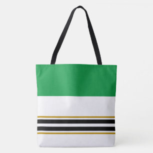 Bolso De Tela Rayas de carreras negras y verde Kelly coloridas e