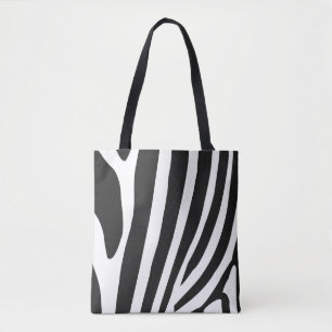 Bolso De Tela Rayas de cebra en blanco y negro