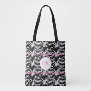 Bolso De Tela Rayas de cebra y rayas rosadas
