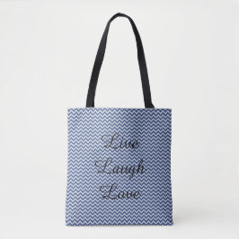 Bolso De Tela Rayas de Chevron Plateado y Azul