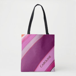 Bolso De Tela Rayas de ciruela rosada nombre personalizado 