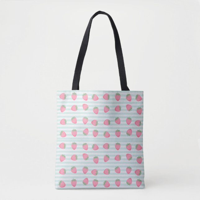 Bolso De Tela Rayas de fresa rosa (Anverso)