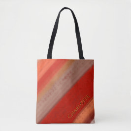 Bolso De Tela Rayas de melocotón de terracota con nombre persona