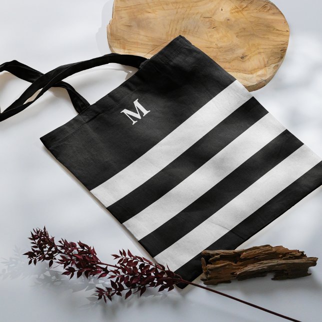 Bolso De Tela Rayas de moda Monogramado blanco negro (Subido por el creador)