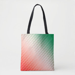 Bolso De Tela Rayas de onda verde de plata roja