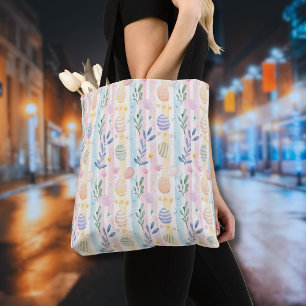 Bolso De Tela Rayas de Pascua de acuarela pastel elegante con hu