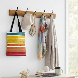 Bolso De Tela Rayas de puesta de sol de arco iris retro