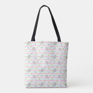 Bolso De Tela Rayas de tenis verde pálido y rosa