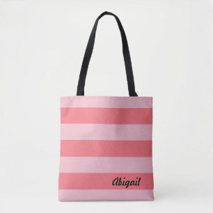 Bolso De Tela Rayas de tonos de rosa