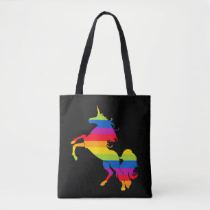 Bolso De Tela Rayas de unicornio arcoiris coloridas
