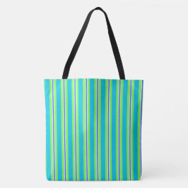 Bolso De Tela Rayas de verano: azul turquesa y verde limón
