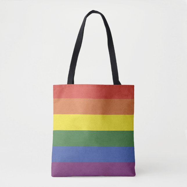 Bolso De Tela Rayas del arco iris (Anverso)