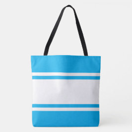 Bolso De Tela Rayas Deportivas Anchas Blancas Cielo Azul Brillan