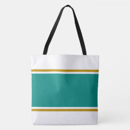 Bolso De Tela Rayas Deportivas Anchas Verde Azul Marrón Sobre Bl