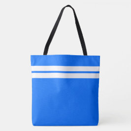 Bolso De Tela Rayas Deportivas Blancas y Azul Náutico Brillante