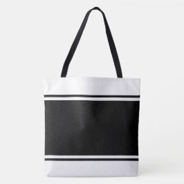 Bolso De Tela Rayas Deportivas Blancas y Negras Modernas Profesi